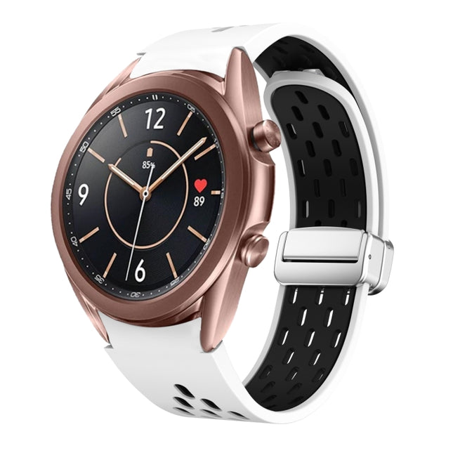 Two Color Magnetic Folding Silver Buckle Silicone Watch Band