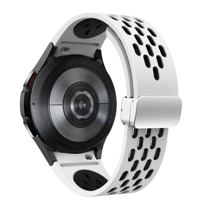 Two Color Magnetic Folding Silver Buckle Silicone Watch Band, For Samsung Galaxy Watch 3 41mm, For Samsung Galaxy Watch Active, For Samsung Galaxy Watch 42mm, For Samsung Gear S2 Classic - DealBuddy
