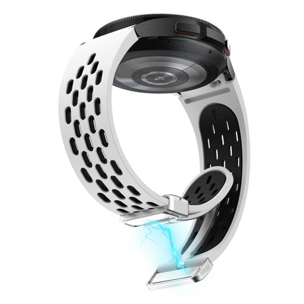 Two Color Magnetic Folding Silver Buckle Silicone Watch Band, For Samsung Galaxy Watch 3 41mm, For Samsung Galaxy Watch Active, For Samsung Galaxy Watch 42mm, For Samsung Gear S2 Classic - DealBuddy