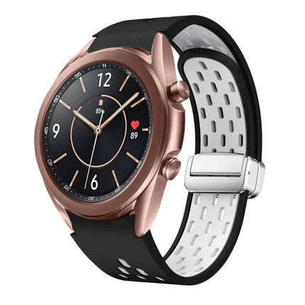 Two Color Magnetic Folding Silver Buckle Silicone Watch Band