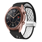 Two Color Magnetic Folding Silver Buckle Silicone Watch Band, For Samsung Galaxy Watch 3 41mm, For Samsung Galaxy Watch Active, For Samsung Galaxy Watch 42mm, For Samsung Gear S2 Classic - DealBuddy
