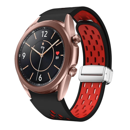Two Color Magnetic Folding Silver Buckle Silicone Watch Band, For Samsung Galaxy Watch 3 41mm, For Samsung Galaxy Watch Active, For Samsung Galaxy Watch 42mm, For Samsung Gear S2 Classic - DealBuddy