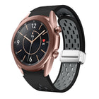 Two Color Magnetic Folding Silver Buckle Silicone Watch Band, For Samsung Galaxy Watch 3 41mm, For Samsung Galaxy Watch Active, For Samsung Galaxy Watch 42mm, For Samsung Gear S2 Classic - DealBuddy