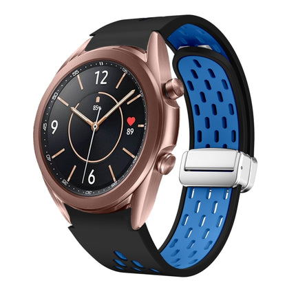 Two Color Magnetic Folding Silver Buckle Silicone Watch Band, For Samsung Galaxy Watch 3 41mm, For Samsung Galaxy Watch Active, For Samsung Galaxy Watch 42mm, For Samsung Gear S2 Classic - DealBuddy