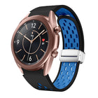 Two Color Magnetic Folding Silver Buckle Silicone Watch Band, For Samsung Galaxy Watch 3 41mm, For Samsung Galaxy Watch Active, For Samsung Galaxy Watch 42mm, For Samsung Gear S2 Classic - DealBuddy