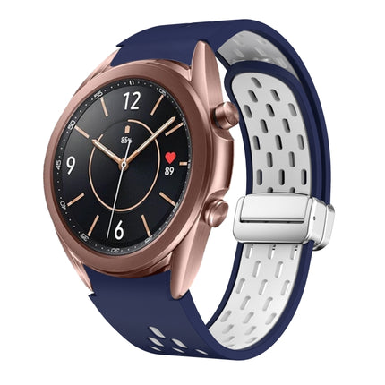 Two Color Magnetic Folding Silver Buckle Silicone Watch Band, For Samsung Galaxy Watch 3 41mm, For Samsung Galaxy Watch Active, For Samsung Galaxy Watch 42mm, For Samsung Gear S2 Classic - DealBuddy