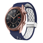 Two Color Magnetic Folding Silver Buckle Silicone Watch Band, For Samsung Galaxy Watch 3 41mm, For Samsung Galaxy Watch Active, For Samsung Galaxy Watch 42mm, For Samsung Gear S2 Classic - DealBuddy