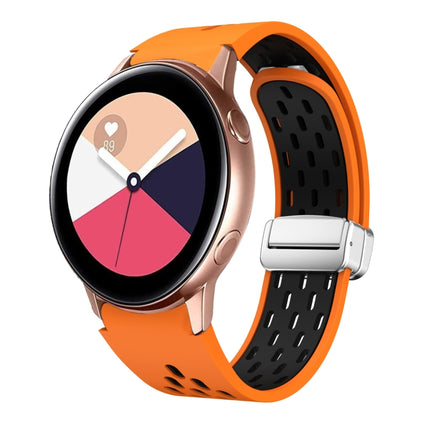 Two Color Magnetic Folding Silver Buckle Silicone Watch Band, For Samsung Galaxy Watch 3 41mm, For Samsung Galaxy Watch Active, For Samsung Galaxy Watch 42mm, For Samsung Gear S2 Classic - DealBuddy