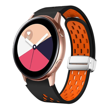 Two Color Magnetic Folding Silver Buckle Silicone Watch Band, For Samsung Galaxy Watch 3 41mm, For Samsung Galaxy Watch Active, For Samsung Galaxy Watch 42mm, For Samsung Gear S2 Classic - DealBuddy