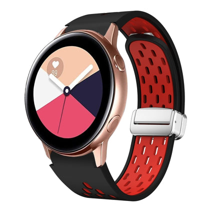 Two Color Magnetic Folding Silver Buckle Silicone Watch Band, For Samsung Galaxy Watch 3 41mm, For Samsung Galaxy Watch Active, For Samsung Galaxy Watch 42mm, For Samsung Gear S2 Classic - DealBuddy