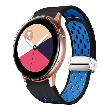 Two Color Magnetic Folding Silver Buckle Silicone Watch Band