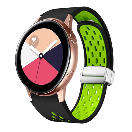 Two Color Magnetic Folding Silver Buckle Silicone Watch Band