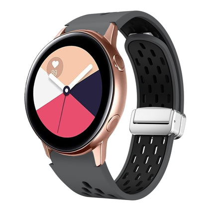 Two Color Magnetic Folding Silver Buckle Silicone Watch Band