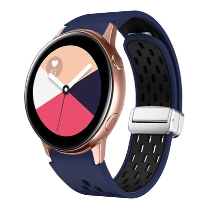 Two Color Magnetic Folding Silver Buckle Silicone Watch Band