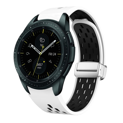 Two Color Magnetic Folding Silver Buckle Silicone Watch Band