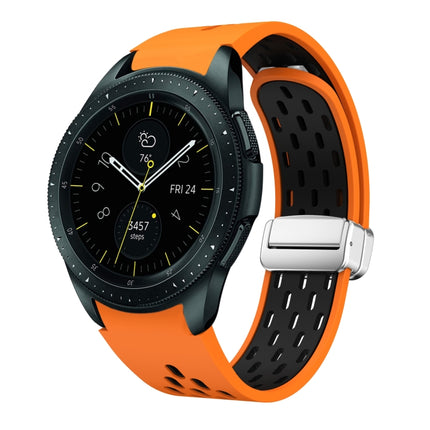 Two Color Magnetic Folding Silver Buckle Silicone Watch Band