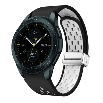 Two Color Magnetic Folding Silver Buckle Silicone Watch Band