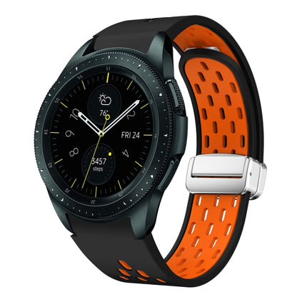 Two Color Magnetic Folding Silver Buckle Silicone Watch Band