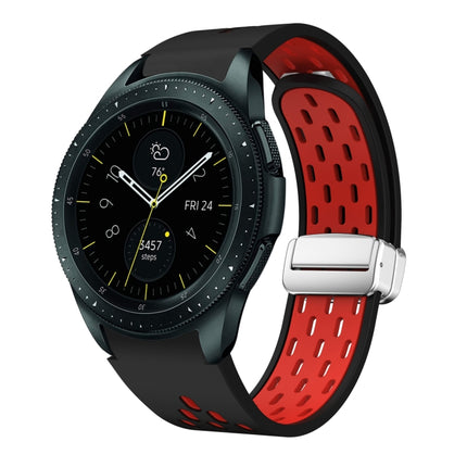 Two Color Magnetic Folding Silver Buckle Silicone Watch Band
