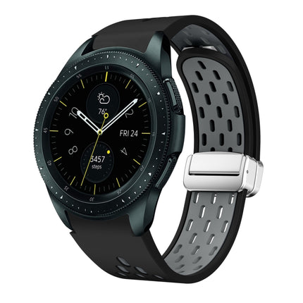 Two Color Magnetic Folding Silver Buckle Silicone Watch Band