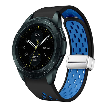 Two Color Magnetic Folding Silver Buckle Silicone Watch Band