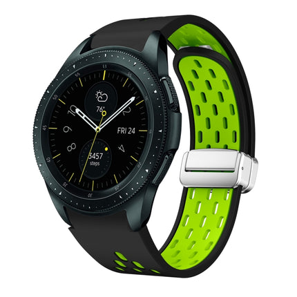 Two Color Magnetic Folding Silver Buckle Silicone Watch Band