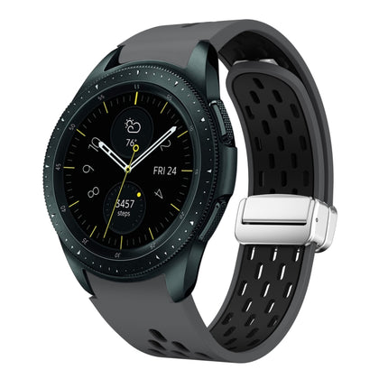 Two Color Magnetic Folding Silver Buckle Silicone Watch Band