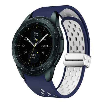 Two Color Magnetic Folding Silver Buckle Silicone Watch Band
