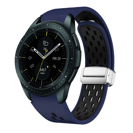 Two Color Magnetic Folding Silver Buckle Silicone Watch Band