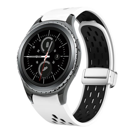 Two Color Magnetic Folding Silver Buckle Silicone Watch Band