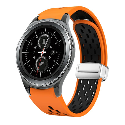 Two Color Magnetic Folding Silver Buckle Silicone Watch Band