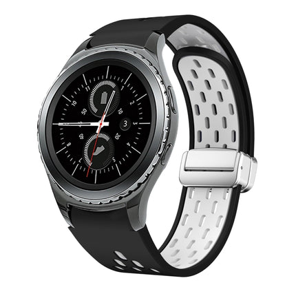 Two Color Magnetic Folding Silver Buckle Silicone Watch Band