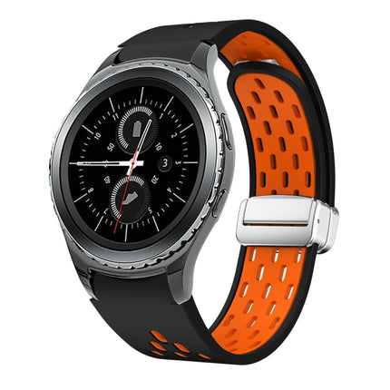 Two Color Magnetic Folding Silver Buckle Silicone Watch Band