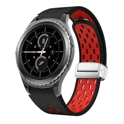 Two Color Magnetic Folding Silver Buckle Silicone Watch Band