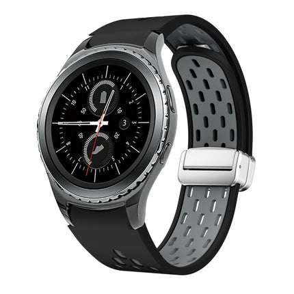 Two Color Magnetic Folding Silver Buckle Silicone Watch Band