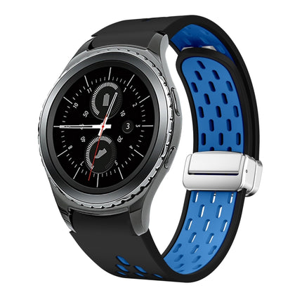 Two Color Magnetic Folding Silver Buckle Silicone Watch Band