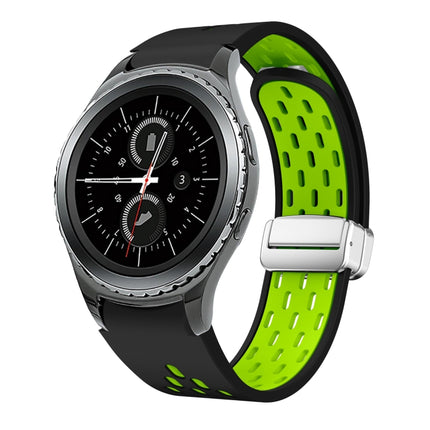 Two Color Magnetic Folding Silver Buckle Silicone Watch Band