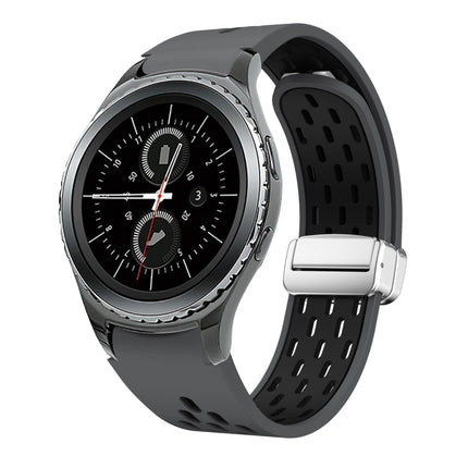 Two Color Magnetic Folding Silver Buckle Silicone Watch Band