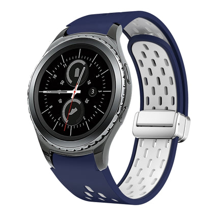 Two Color Magnetic Folding Silver Buckle Silicone Watch Band