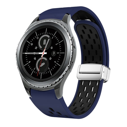 Two Color Magnetic Folding Silver Buckle Silicone Watch Band