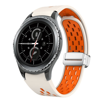 Two Color Magnetic Folding Silver Buckle Silicone Watch Band