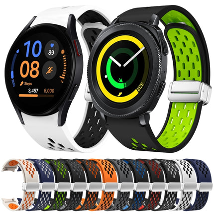 Two Color Magnetic Folding Silver Buckle Silicone Watch Band
