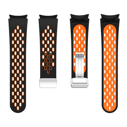 Two Color Magnetic Folding Silver Buckle Silicone Watch Band