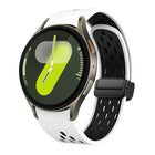 Two Color Magnetic Folding Black Buckle Silicone Watch Band, For Samsung Galaxy Watch 7 40 / 44mm, For Samsung Galaxy Watch 5 40 / 44mm, For Samsung Galaxy Watch 4 40 / 44mm, For Samsung Galaxy Watch 4 Classic 42 / 46mm - DealBuddy