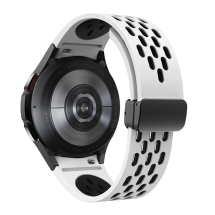 Two Color Magnetic Folding Black Buckle Silicone Watch Band, For Samsung Galaxy Watch 7 40 / 44mm, For Samsung Galaxy Watch 5 40 / 44mm, For Samsung Galaxy Watch 4 40 / 44mm, For Samsung Galaxy Watch 4 Classic 42 / 46mm - DealBuddy