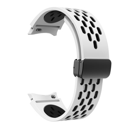 Two Color Magnetic Folding Black Buckle Silicone Watch Band, For Samsung Galaxy Watch 7 40 / 44mm, For Samsung Galaxy Watch 5 40 / 44mm, For Samsung Galaxy Watch 4 40 / 44mm, For Samsung Galaxy Watch 4 Classic 42 / 46mm - DealBuddy
