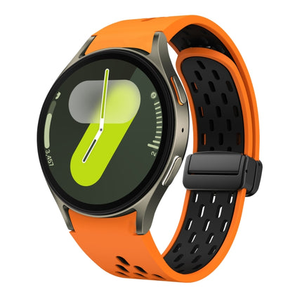 Two Color Magnetic Folding Black Buckle Silicone Watch Band, For Samsung Galaxy Watch 7 40 / 44mm, For Samsung Galaxy Watch 5 40 / 44mm, For Samsung Galaxy Watch 4 40 / 44mm, For Samsung Galaxy Watch 4 Classic 42 / 46mm - DealBuddy