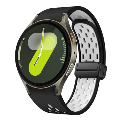 Two Color Magnetic Folding Black Buckle Silicone Watch Band, For Samsung Galaxy Watch 7 40 / 44mm, For Samsung Galaxy Watch 5 40 / 44mm, For Samsung Galaxy Watch 4 40 / 44mm, For Samsung Galaxy Watch 4 Classic 42 / 46mm - DealBuddy