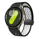 Two Color Magnetic Folding Black Buckle Silicone Watch Band, For Samsung Galaxy Watch 7 40 / 44mm, For Samsung Galaxy Watch 5 40 / 44mm, For Samsung Galaxy Watch 4 40 / 44mm, For Samsung Galaxy Watch 4 Classic 42 / 46mm - DealBuddy
