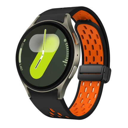 Two Color Magnetic Folding Black Buckle Silicone Watch Band, For Samsung Galaxy Watch 7 40 / 44mm, For Samsung Galaxy Watch 5 40 / 44mm, For Samsung Galaxy Watch 4 40 / 44mm, For Samsung Galaxy Watch 4 Classic 42 / 46mm - DealBuddy